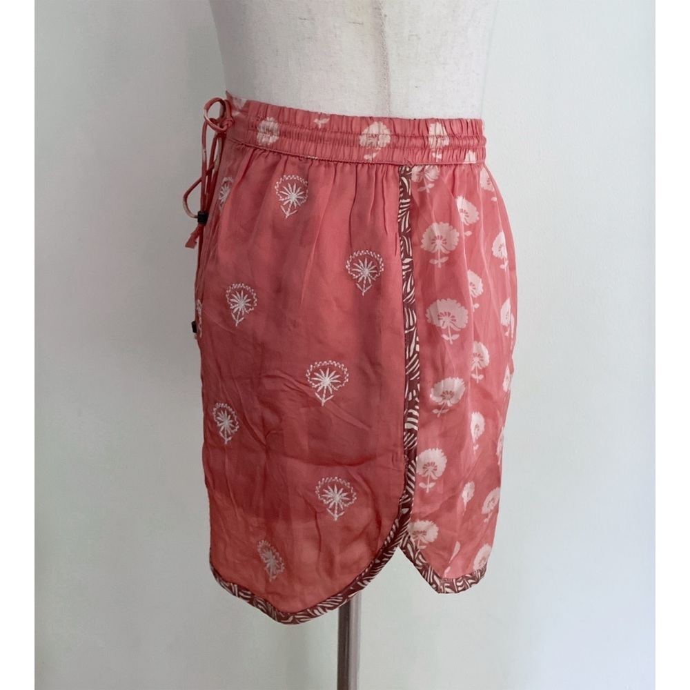 SET ZARA Silia Floral Printed Embroidered Silky Drawstring Short Blouse Set XS - Picture 8 of 13